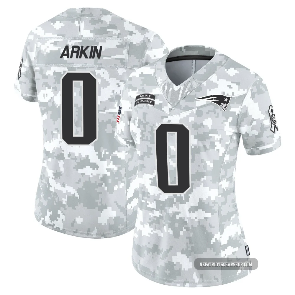 Tanner Arkin ＃0 New England Patriots Limited 2024 Salute to Service Jersey - Women's Arctic Camo
