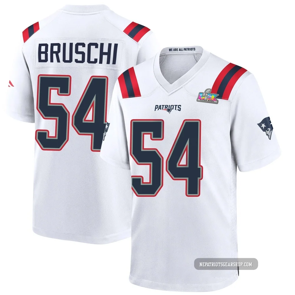 Tedy Bruschi ＃54 New England Patriots Game Super Bowl LX Patch Jersey - Men's White