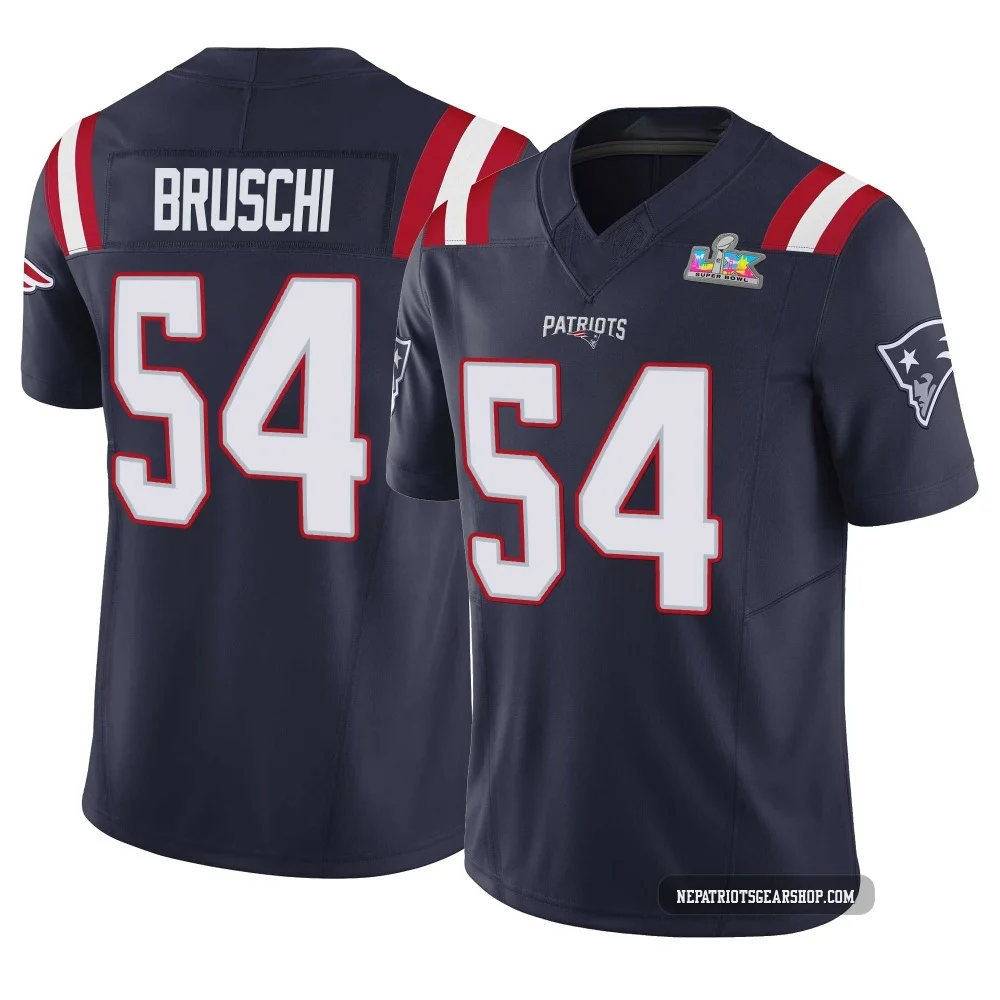 Tedy Bruschi ＃54 New England Patriots Limited Vapor F.U.S.E. Super Bowl LX Patch Jersey - Men's Navy