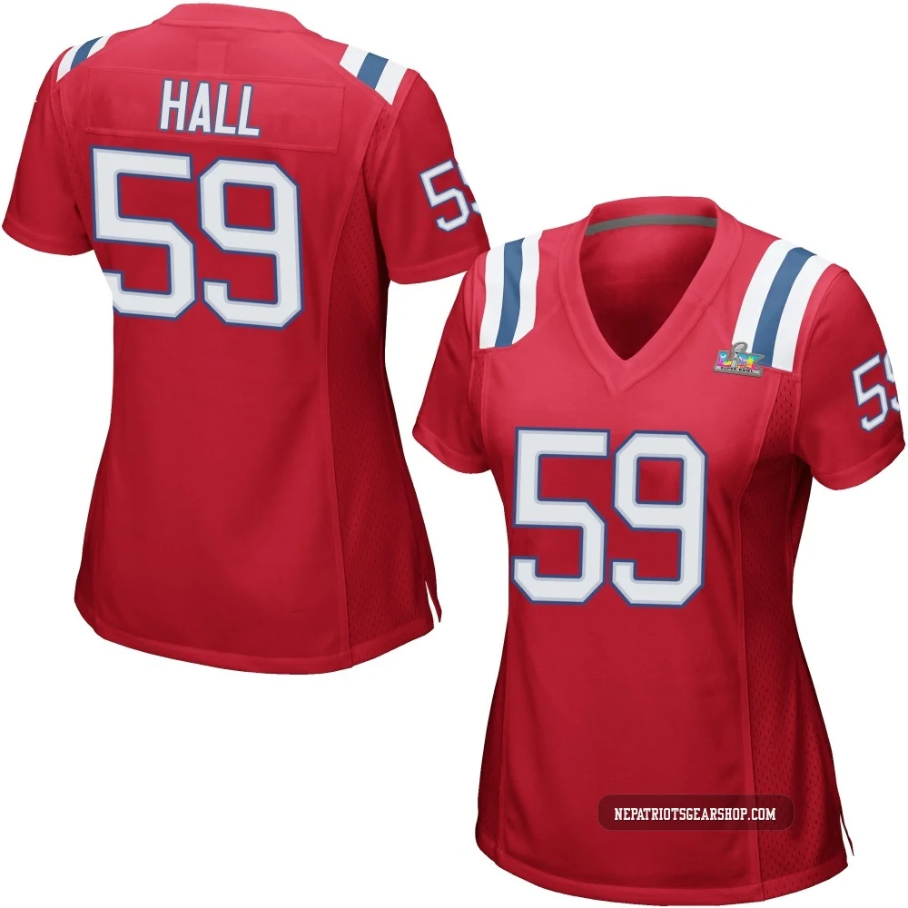 Terez Hall ＃59 New England Patriots Game Alternate Super Bowl LX Patch Jersey - Women's Red