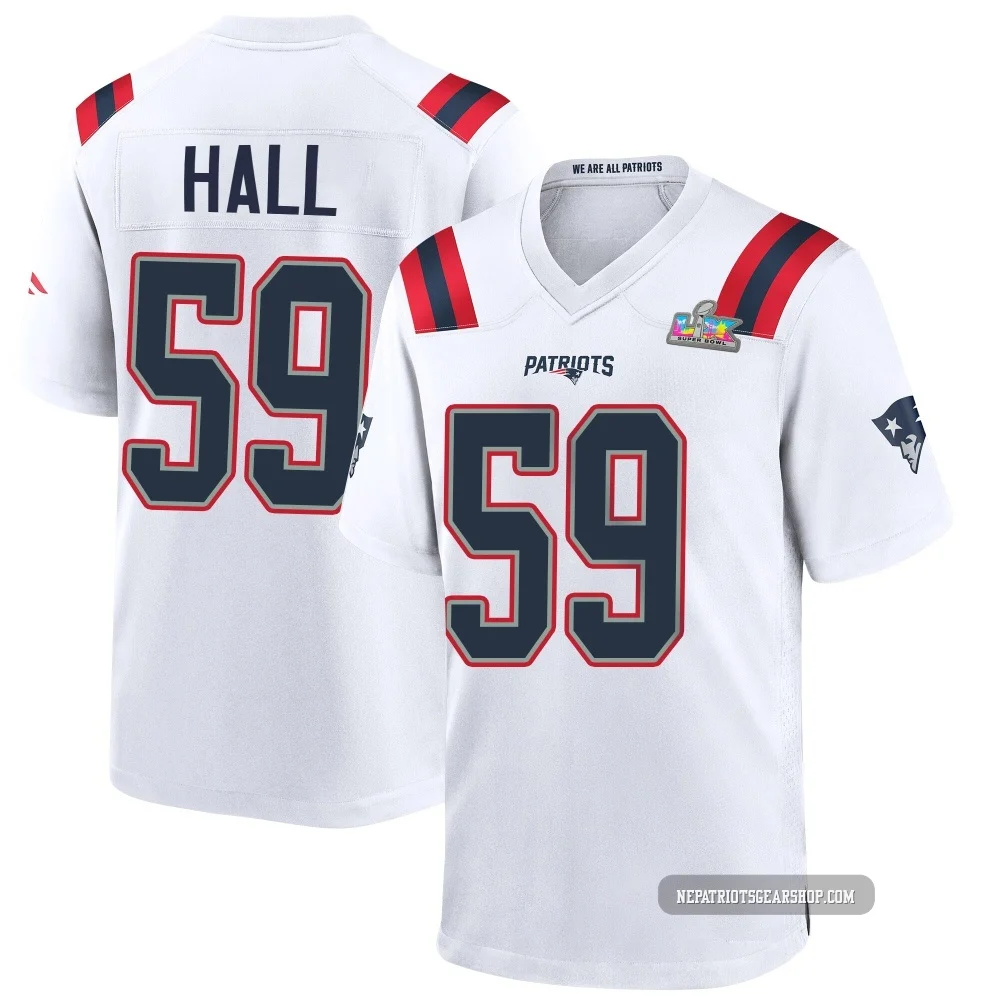 Terez Hall ＃59 New England Patriots Game Super Bowl LX Patch Jersey - Youth White