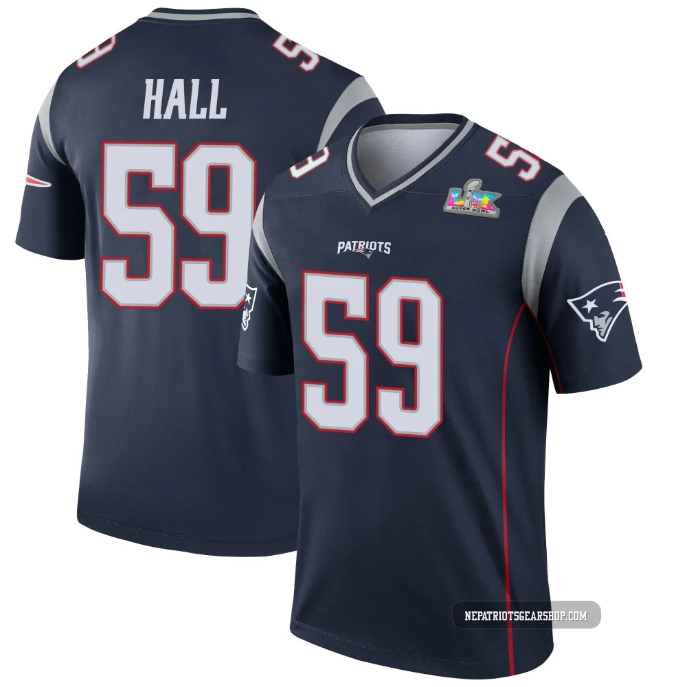 Terez Hall ＃59 New England Patriots Legend Super Bowl LX Patch Jersey - Youth Navy