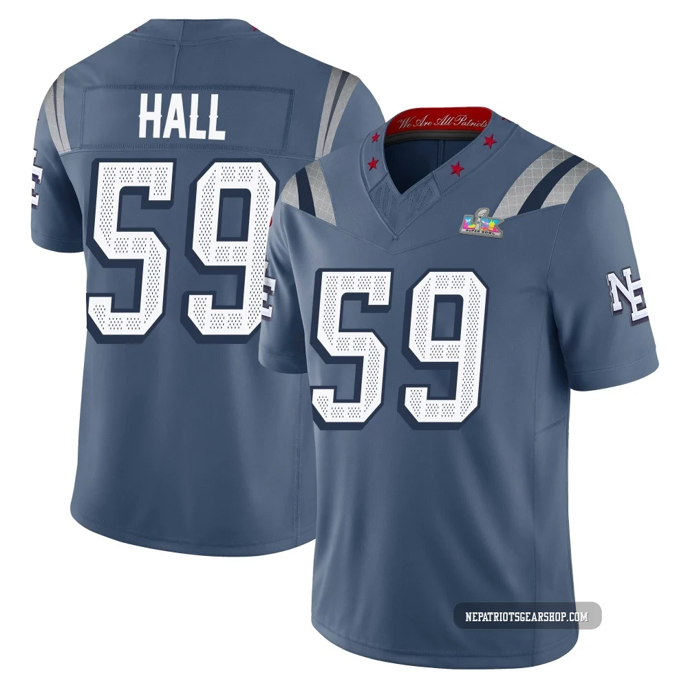 Terez Hall ＃59 New England Patriots Limited Storm 2025 Rivalries Collection Super Bowl LX Patch Jersey - Youth Blue