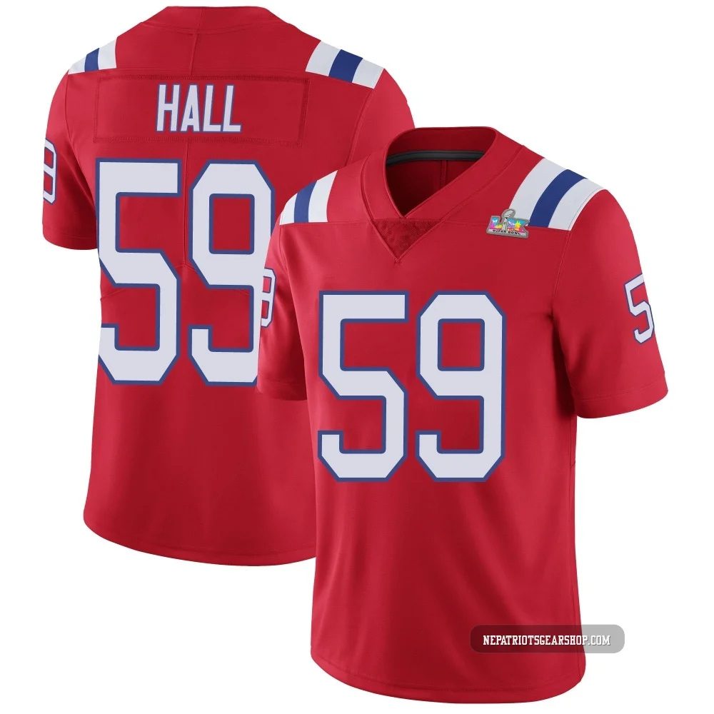 Terez Hall ＃59 New England Patriots Limited Vapor Untouchable Alternate Super Bowl LX Patch Jersey - Youth Red