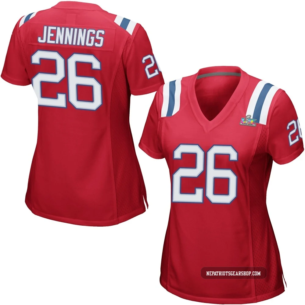 Terrell Jennings ＃26 New England Patriots Game Alternate Super Bowl LX Patch Jersey - Women's Red