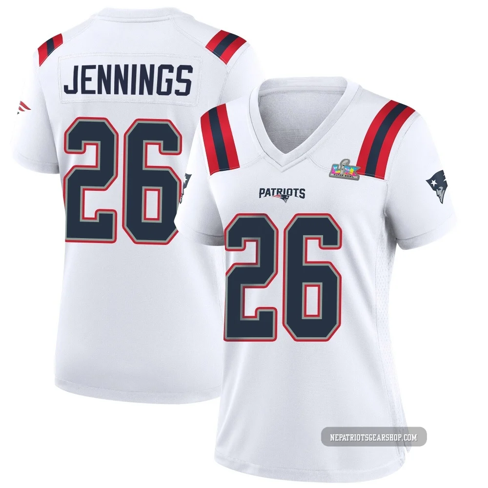 Terrell Jennings ＃26 New England Patriots Game Super Bowl LX Patch Jersey - Women's White
