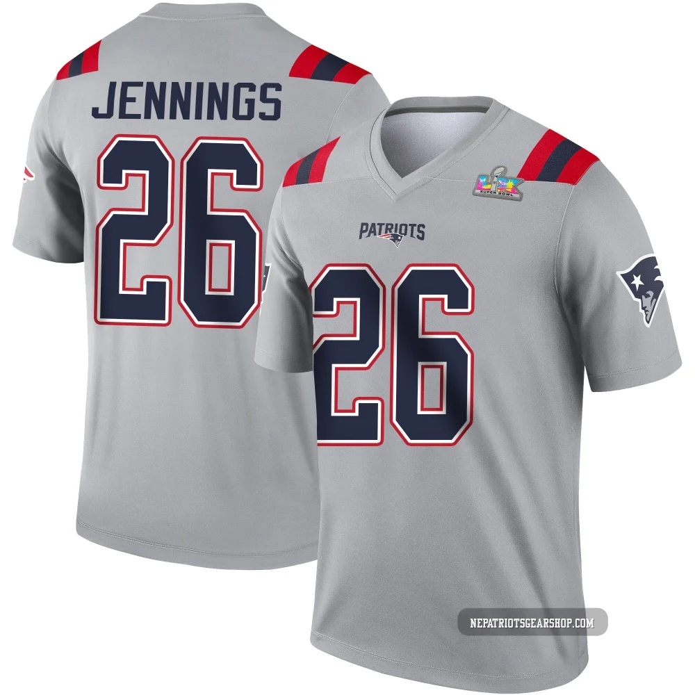 Terrell Jennings ＃26 New England Patriots Legend Inverted Super Bowl LX Patch Jersey - Men's Gray