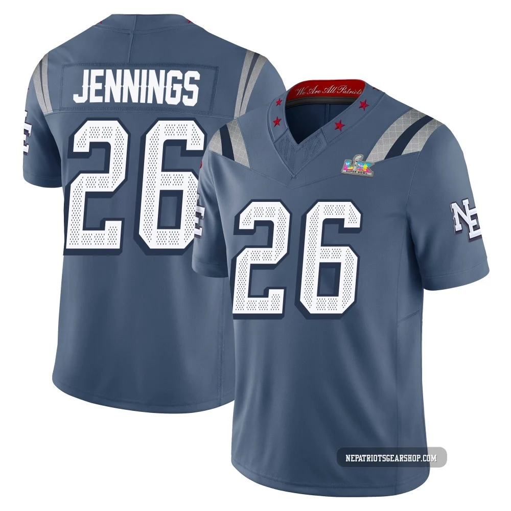 Terrell Jennings ＃26 New England Patriots Limited Storm 2025 Rivalries Collection Super Bowl LX Patch Jersey - Men's Blue