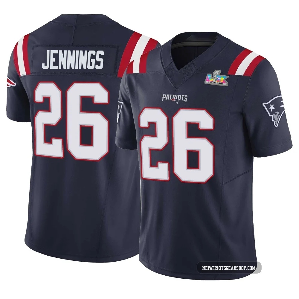 Terrell Jennings ＃26 New England Patriots Limited Vapor F.U.S.E. Super Bowl LX Patch Jersey - Men's Navy