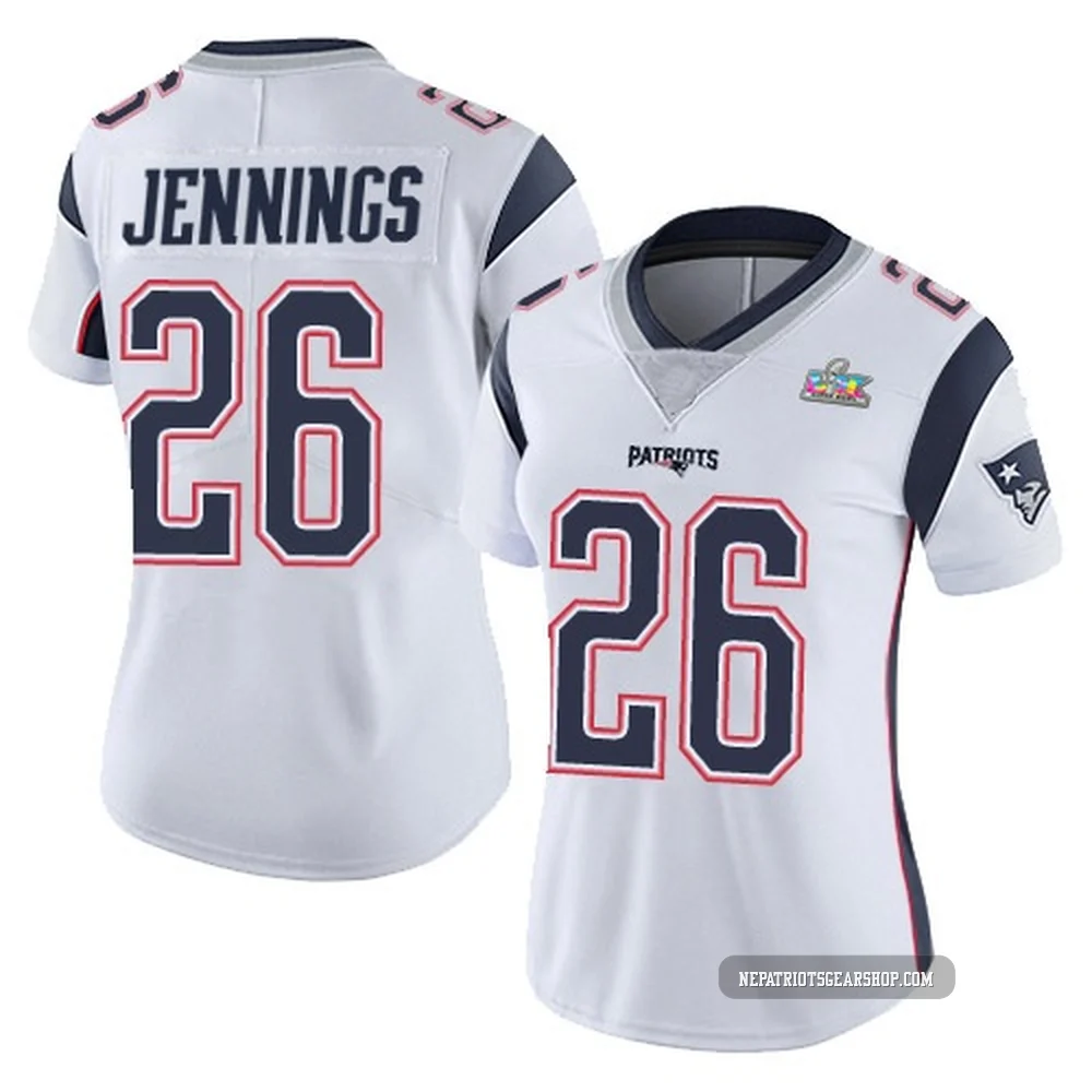 Terrell Jennings ＃26 New England Patriots Limited Vapor Untouchable Super Bowl LX Patch Jersey - Women's White