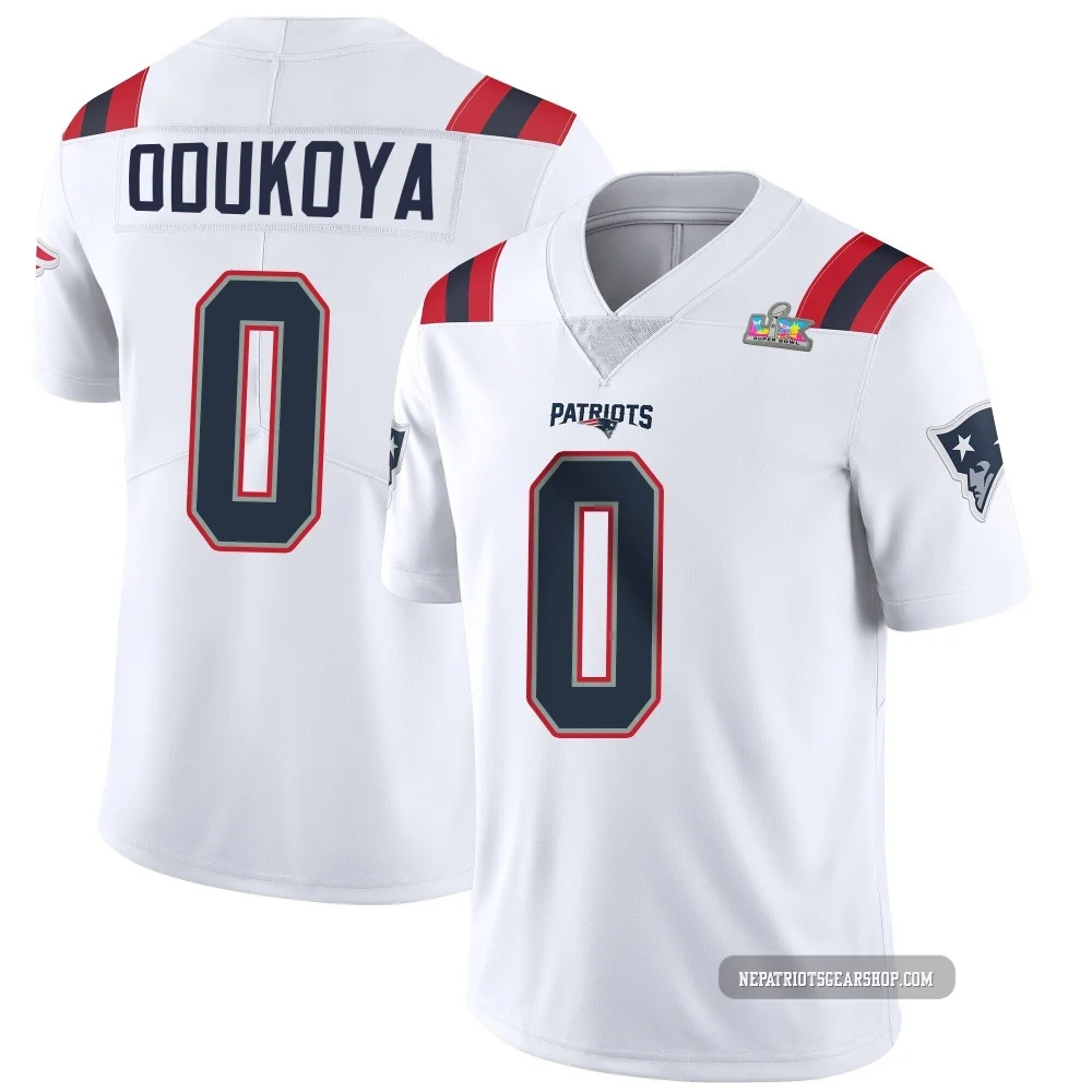 Thomas Odukoya ＃0 New England Patriots Limited Vapor Untouchable Super Bowl LX Patch Jersey - Youth White