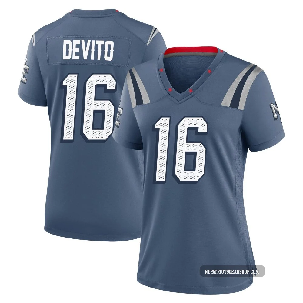 Tommy DeVito ＃16 New England Patriots Game Storm 2025 Rivalries Collection Jersey - Women's Blue