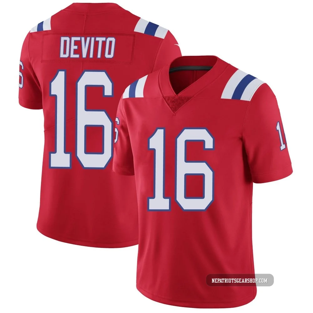 Tommy DeVito ＃16 New England Patriots Limited Vapor Untouchable Alternate Jersey - Men's Red