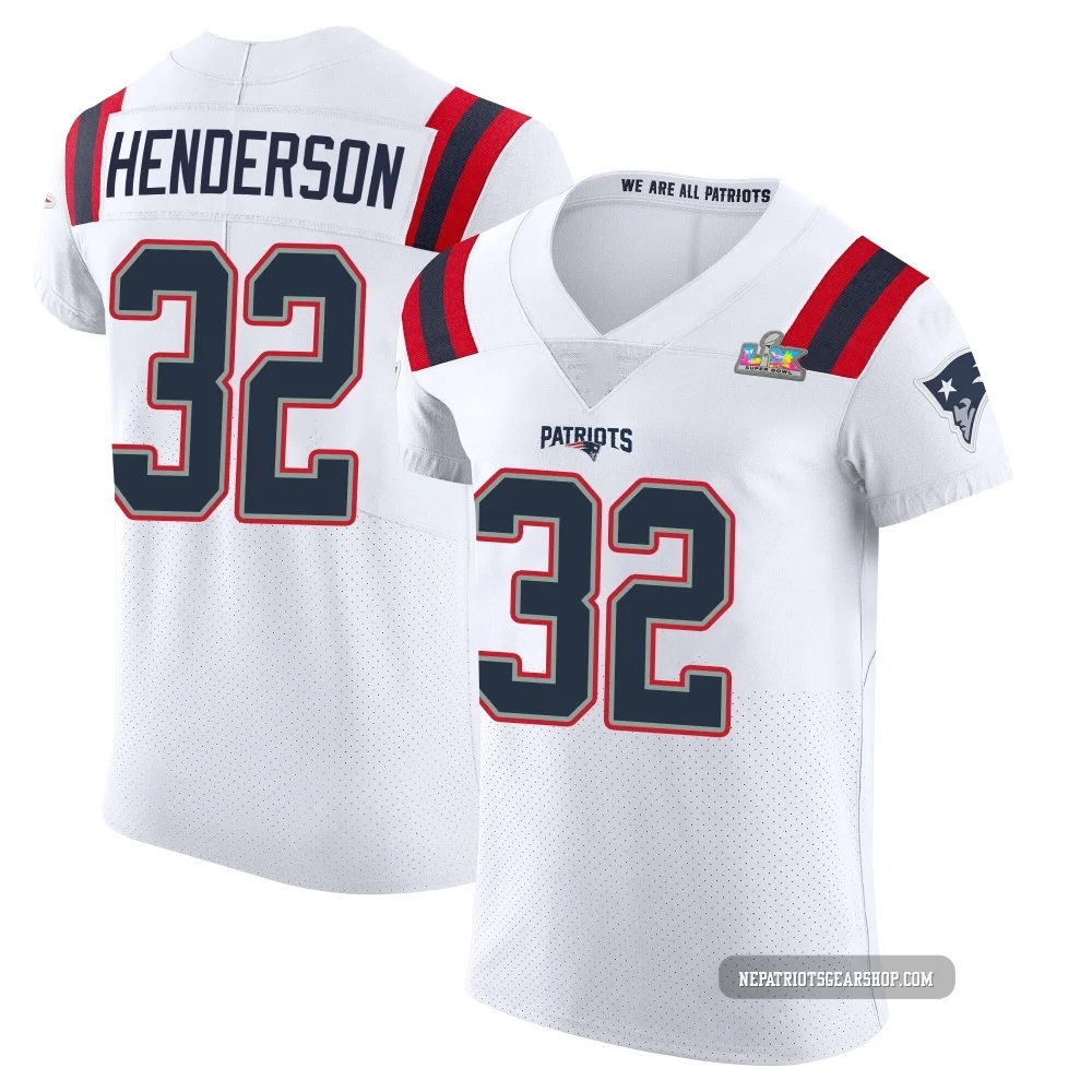 TreVeyon Henderson ＃32 New England Patriots Elite Vapor Untouchable Super Bowl LX Patch Jersey - Men's White