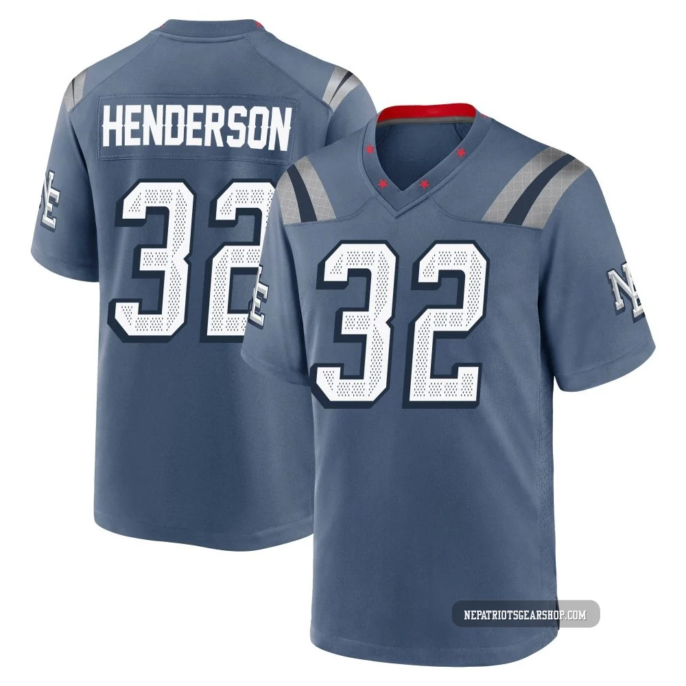 TreVeyon Henderson ＃32 New England Patriots Game Storm 2025 Rivalries Collection Jersey - Men's Blue