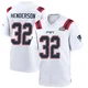 TreVeyon Henderson ＃32 New England Patriots Game Super Bowl LX Patch Jersey - Men's White