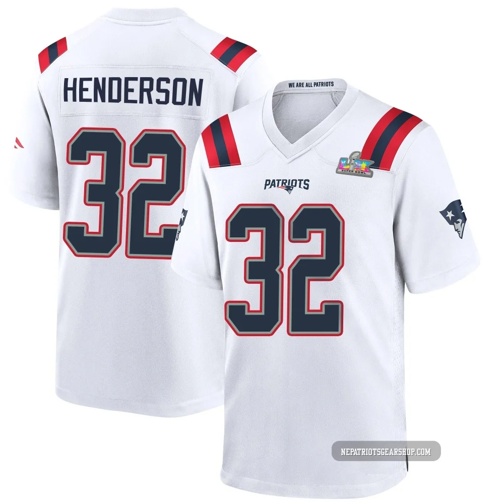 TreVeyon Henderson ＃32 New England Patriots Game Super Bowl LX Patch Jersey - Youth White