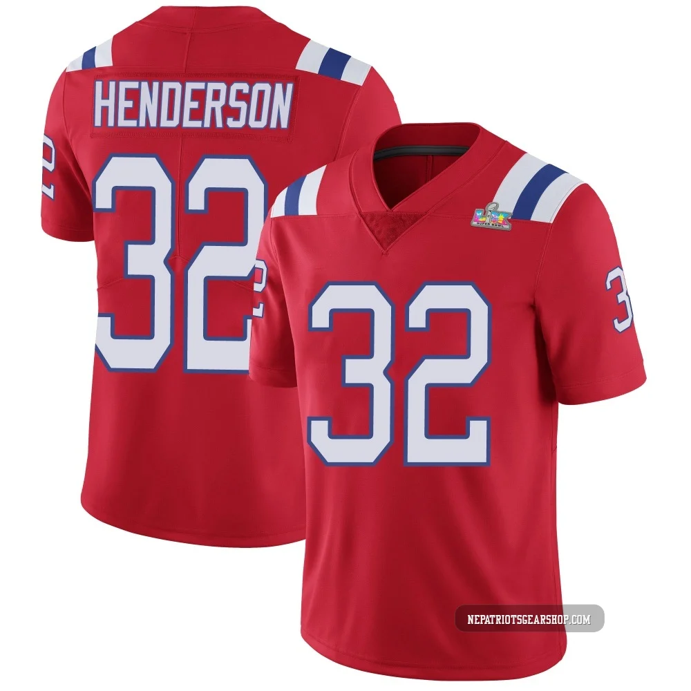 TreVeyon Henderson ＃32 New England Patriots Limited Vapor Untouchable Alternate Super Bowl LX Patch Jersey - Youth Red