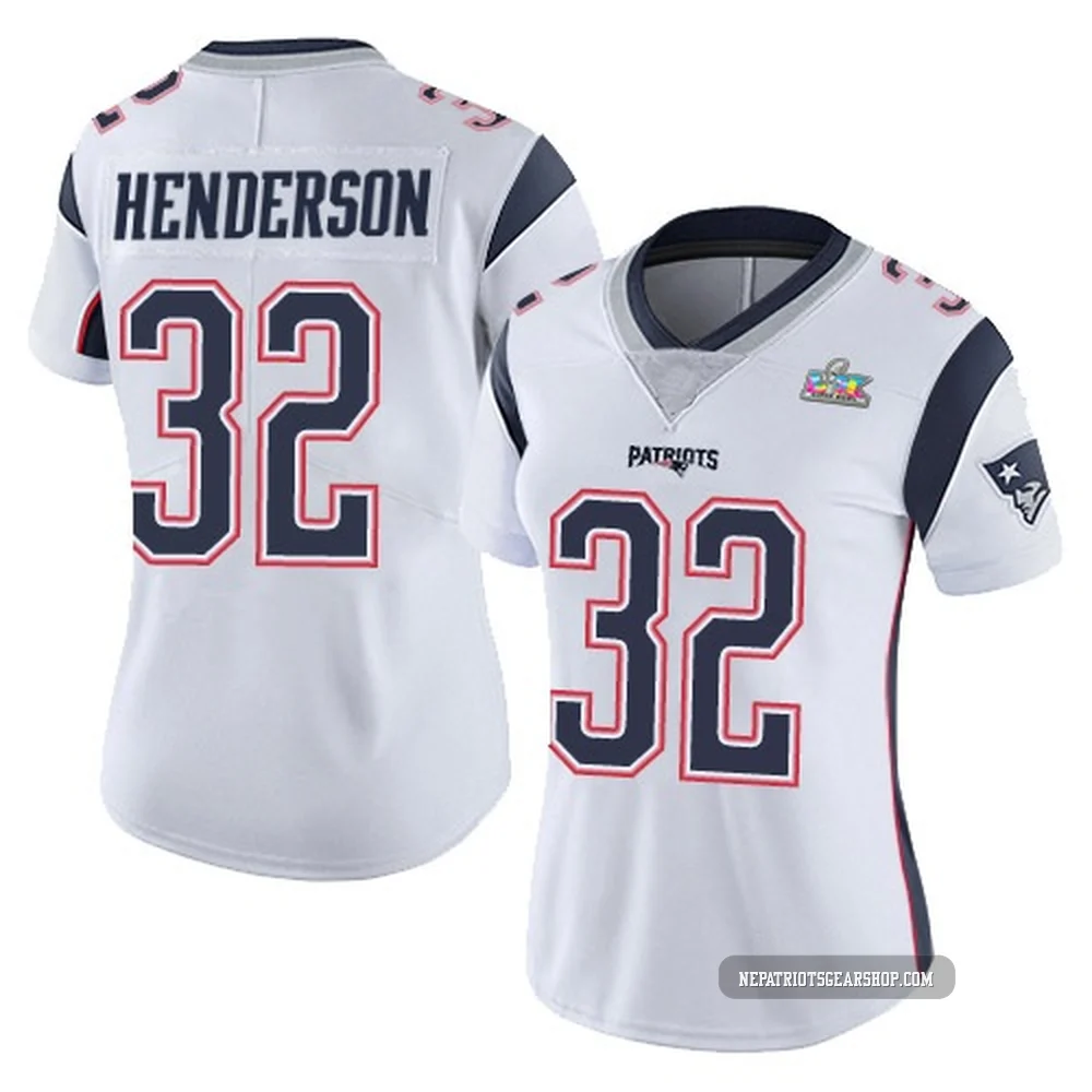 TreVeyon Henderson ＃32 New England Patriots Limited Vapor Untouchable Super Bowl LX Patch Jersey - Women's White