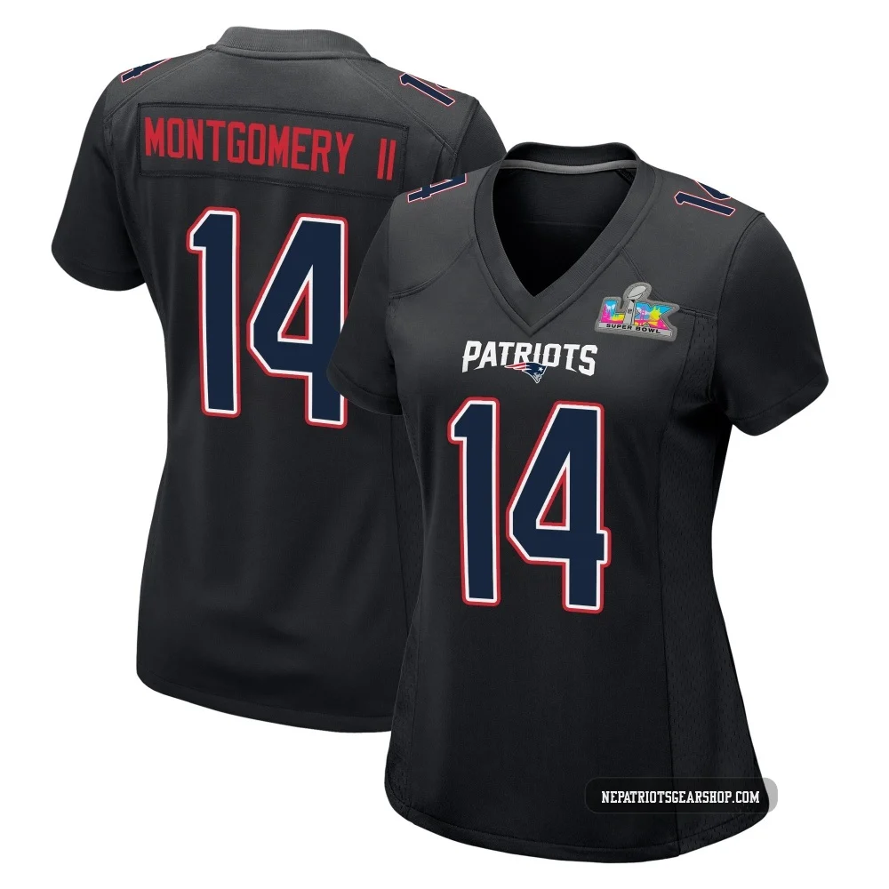 Ty Montgomery II ＃14 New England Patriots Game Carbon Fashion Super Bowl LX Patch Jersey - Women's Black