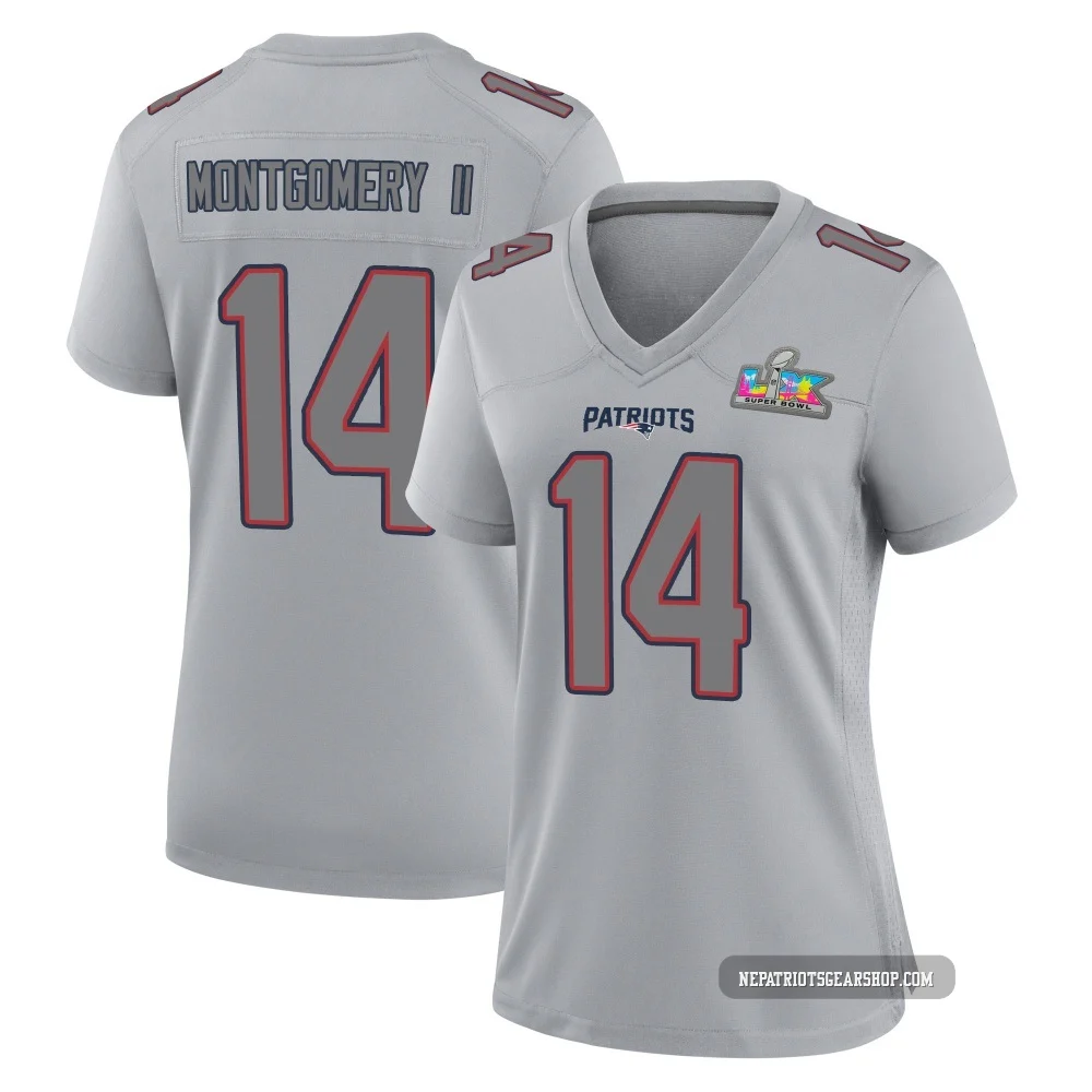 Ty Montgomery II ＃14 New England Patriots Game Silver Atmosphere Fashion Super Bowl LX Patch Jersey - Women's