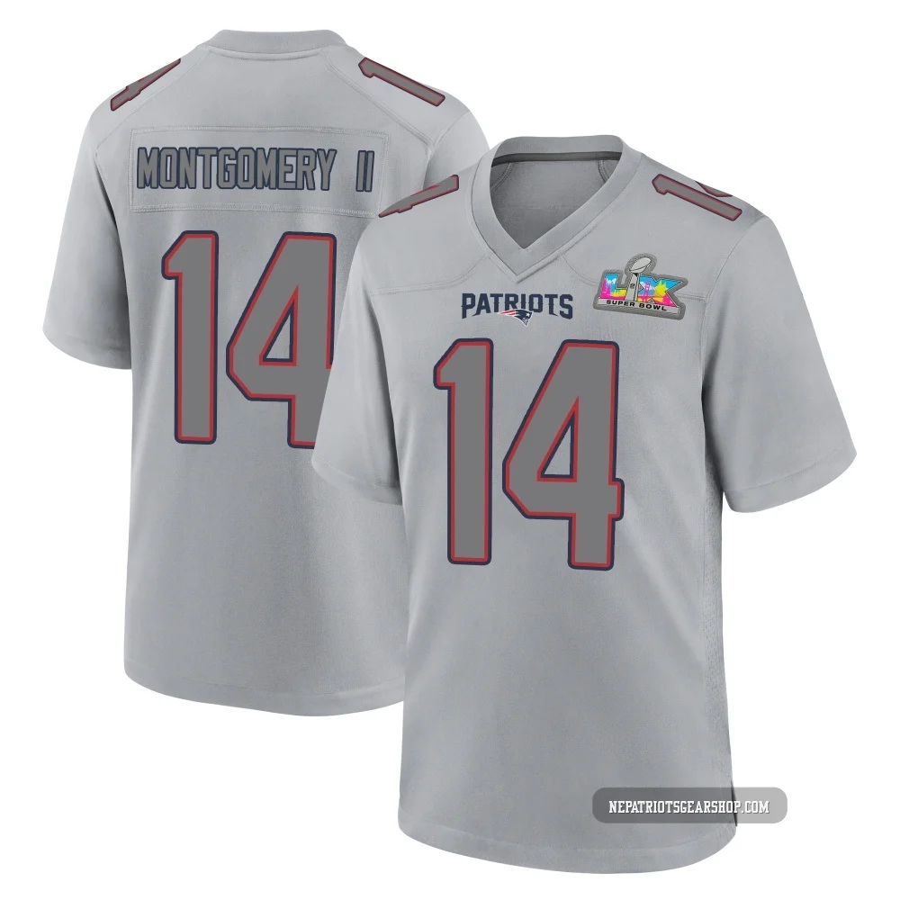 Ty Montgomery II ＃14 New England Patriots Game Silver Atmosphere Fashion Super Bowl LX Patch Jersey - Youth