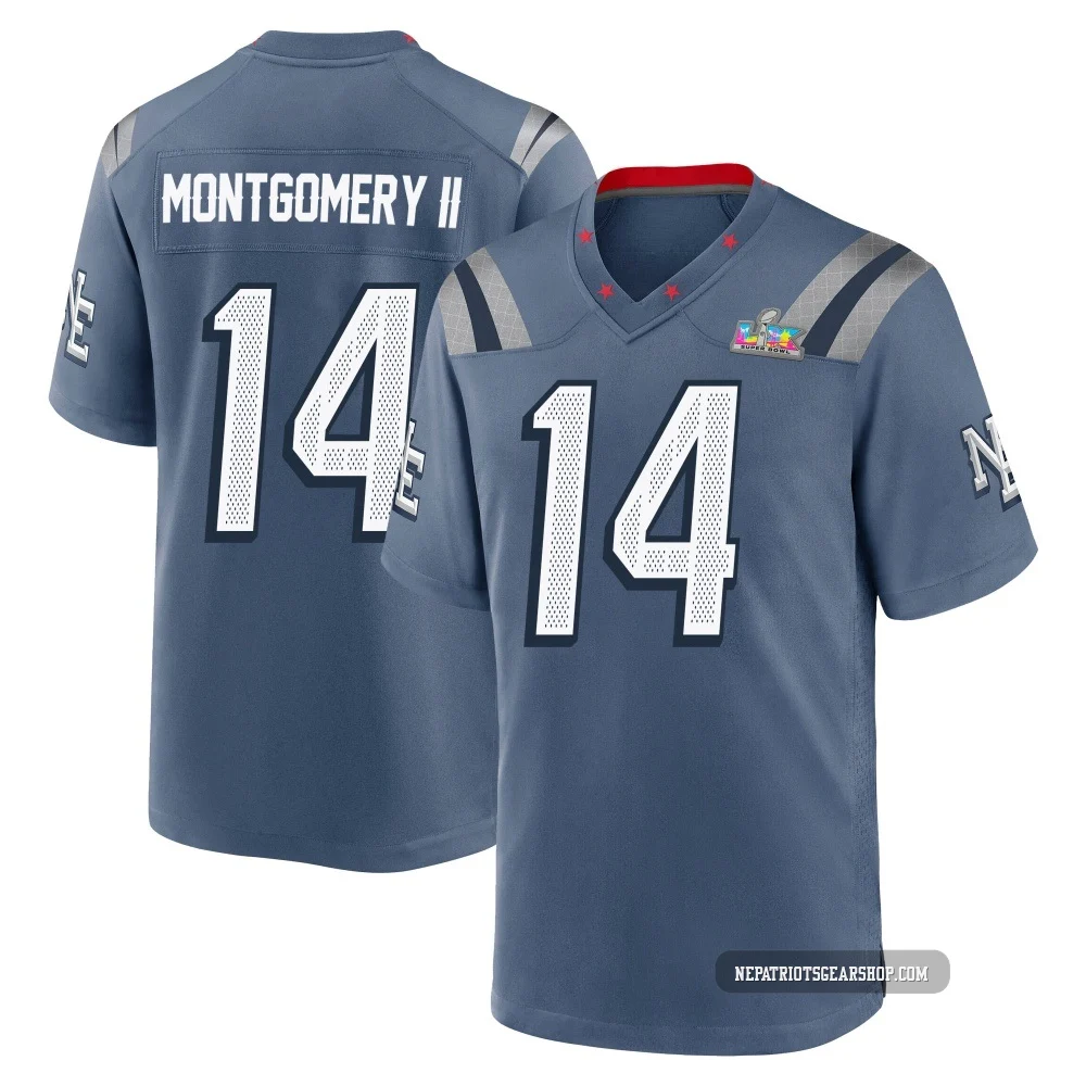 Ty Montgomery II ＃14 New England Patriots Game Storm 2025 Rivalries Collection Super Bowl LX Patch Jersey - Youth Blue