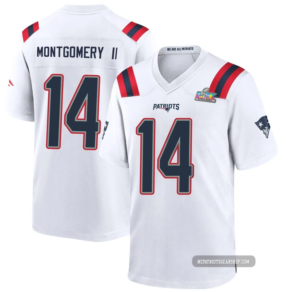 Ty Montgomery II ＃14 New England Patriots Game Super Bowl LX Patch Jersey - Youth White