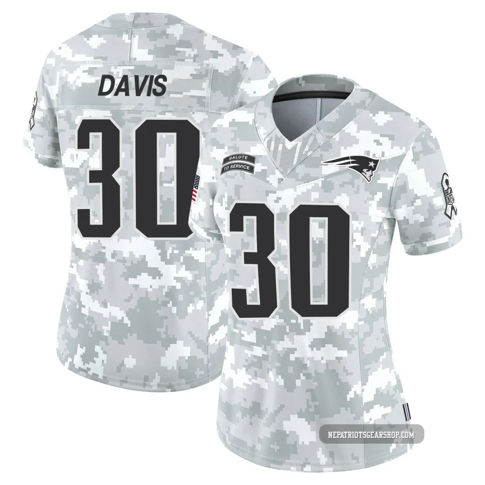 Tyler Davis ＃30 New England Patriots Limited 2024 Salute to Service Jersey - Women's Arctic Camo