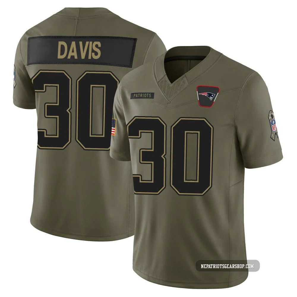 Tyler Davis ＃30 New England Patriots Limited 2025 Salute to Service Jersey - Men's Olive