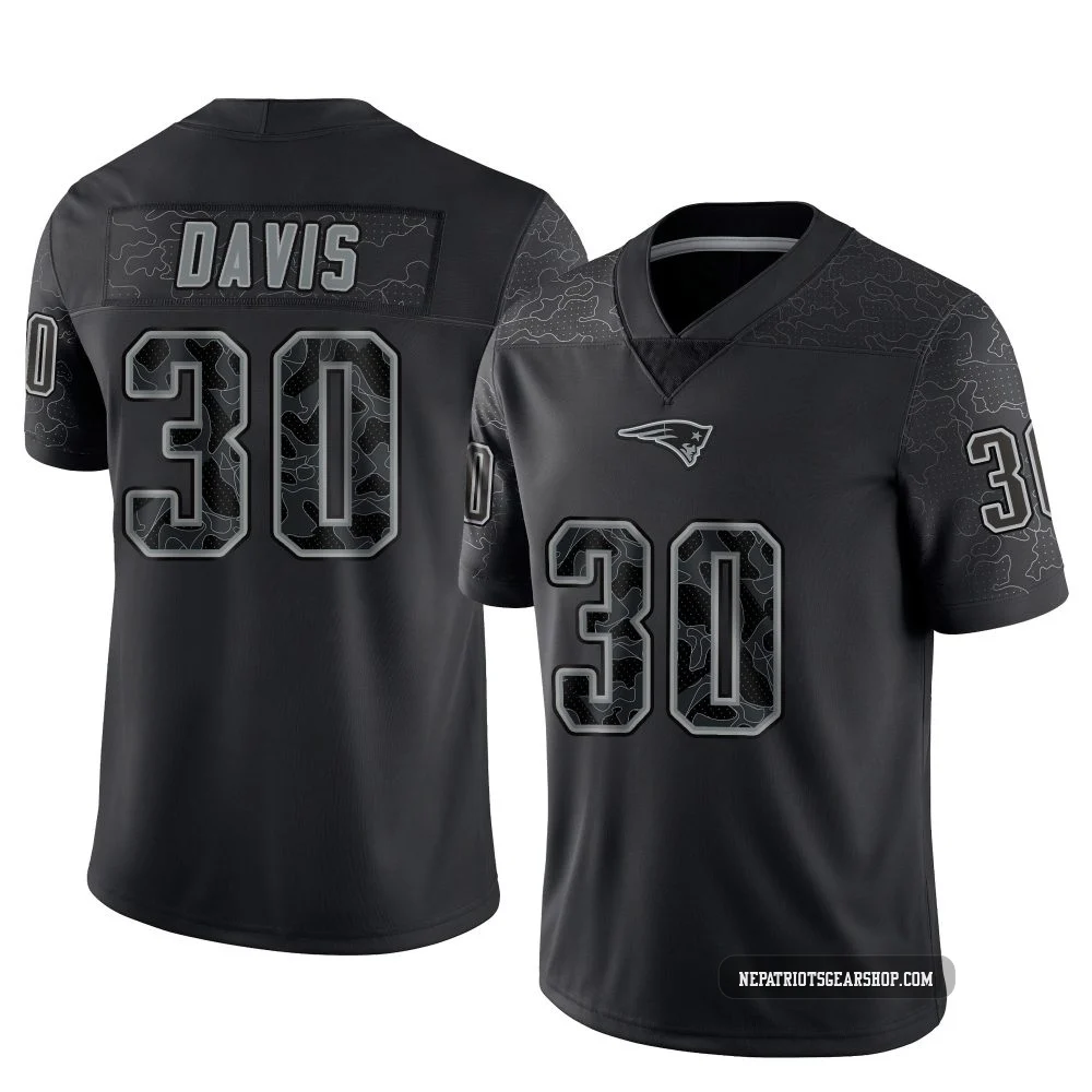 Tyler Davis ＃30 New England Patriots Limited Reflective Jersey - Men's Black