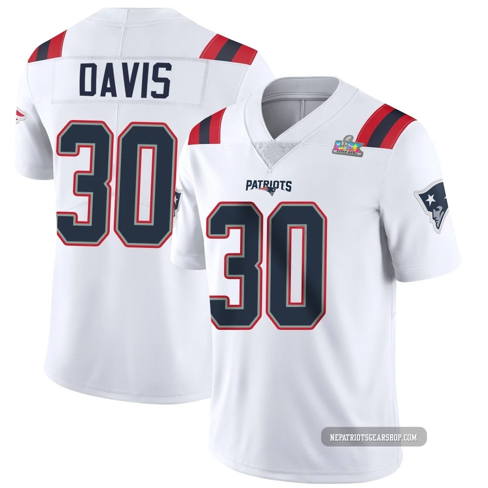 Tyler Davis ＃30 New England Patriots Limited Vapor Untouchable Super Bowl LX Patch Jersey - Youth White