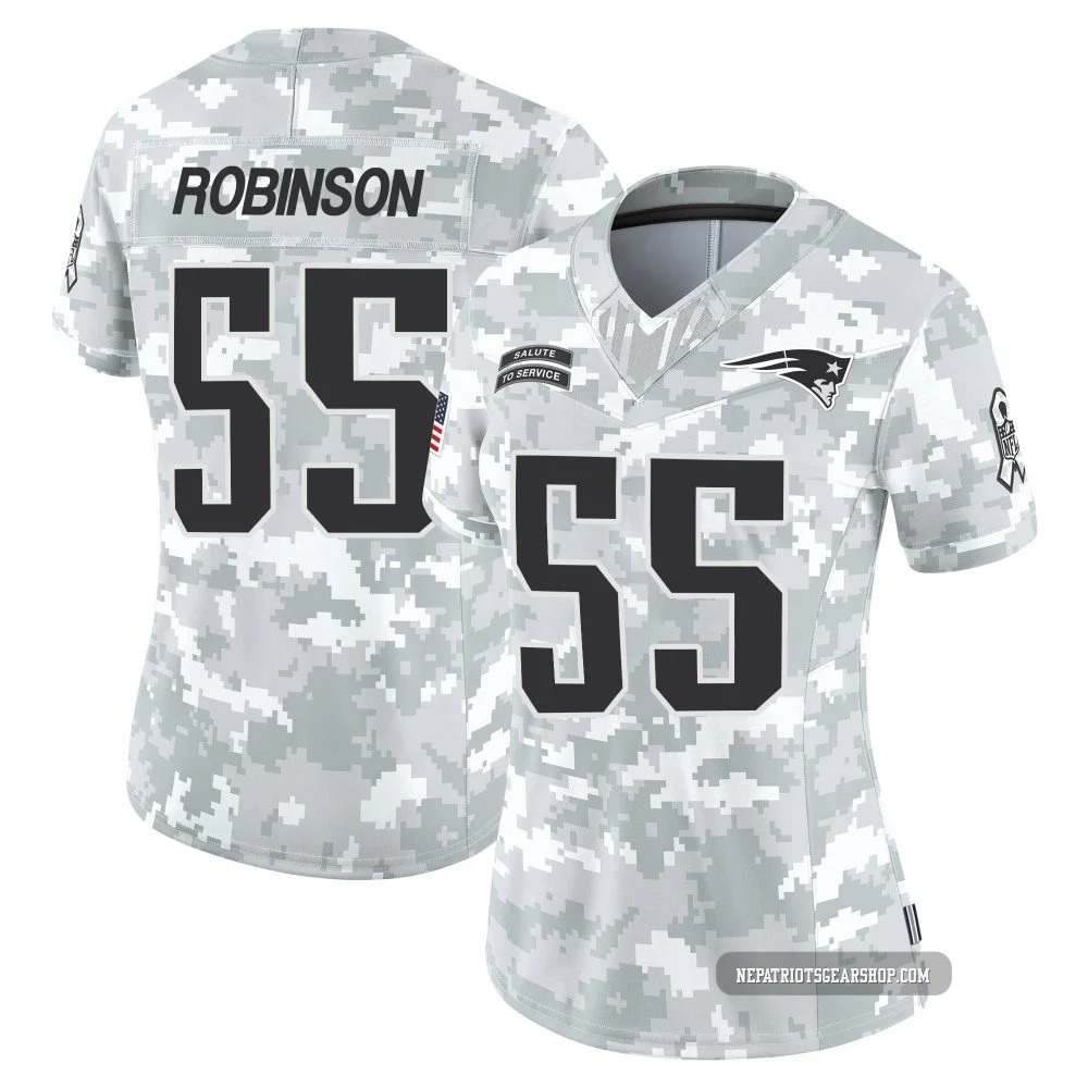 Tyrese Robinson ＃55 New England Patriots Limited 2024 Salute to Service Jersey - Women's Arctic Camo