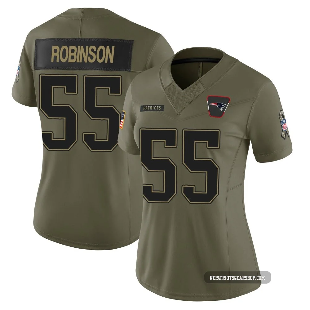 Tyrese Robinson ＃55 New England Patriots Limited 2025 Salute to Service Jersey - Women's Olive