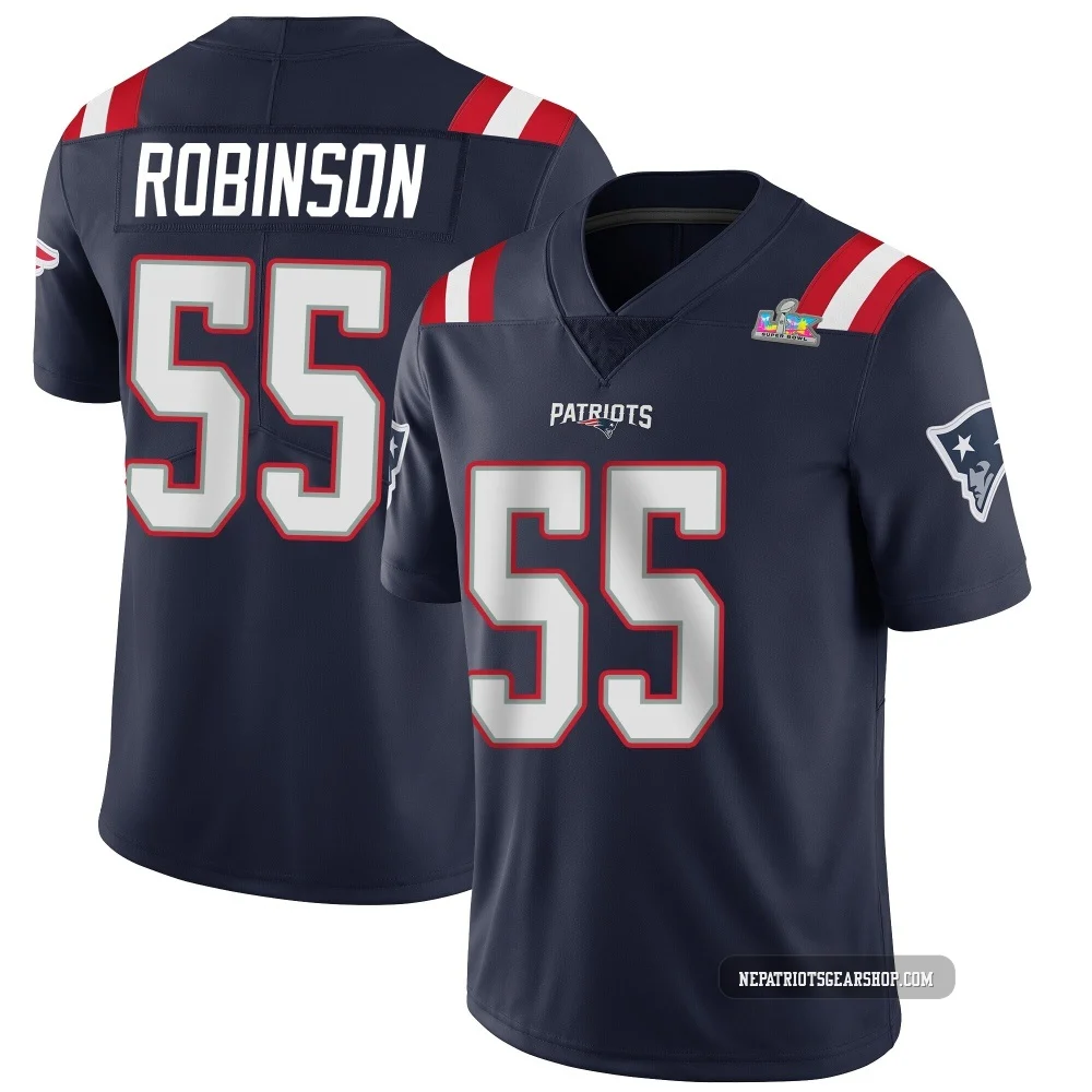 Tyrese Robinson ＃55 New England Patriots Limited Team Color Vapor Untouchable Super Bowl LX Patch Jersey - Youth Navy