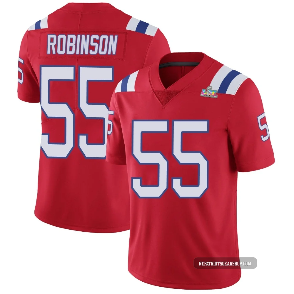 Tyrese Robinson ＃55 New England Patriots Limited Vapor Untouchable Alternate Super Bowl LX Patch Jersey - Youth Red