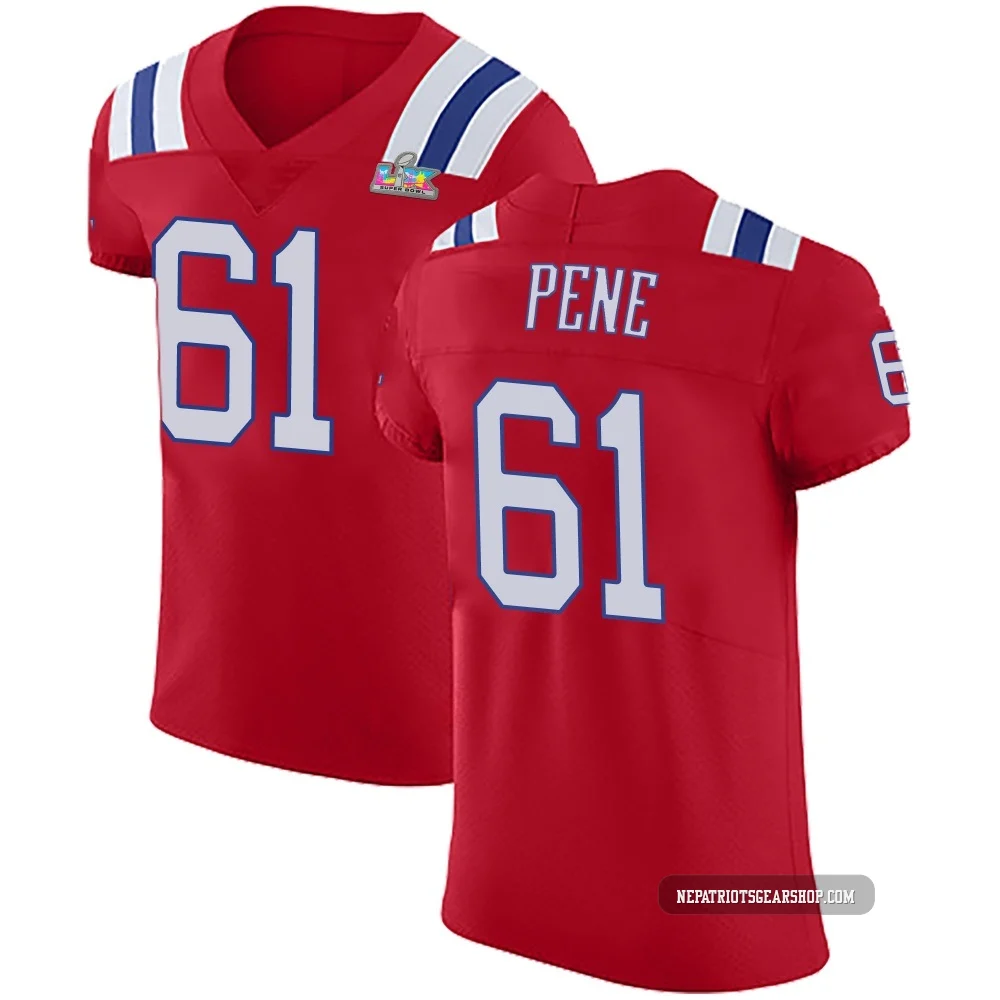 Wilfried Pene ＃61 New England Patriots Elite Vapor Untouchable Alternate Super Bowl LX Patch Jersey - Men's Red