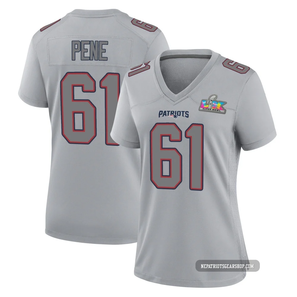 Wilfried Pene ＃61 New England Patriots Game Silver Atmosphere Fashion Super Bowl LX Patch Jersey - Women's