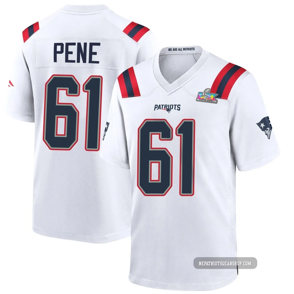 Wilfried Pene ＃61 New England Patriots Game Super Bowl LX Patch Jersey - Youth White