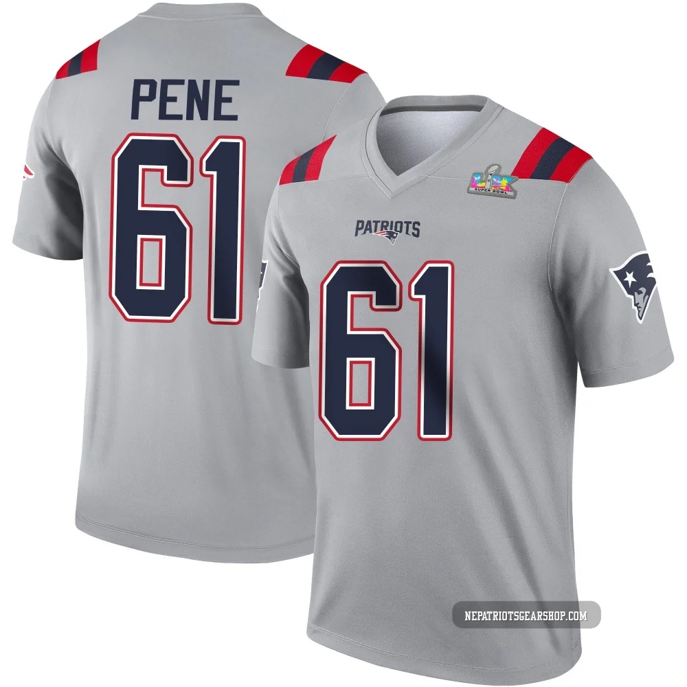 Wilfried Pene ＃61 New England Patriots Legend Inverted Super Bowl LX Patch Jersey - Youth Gray