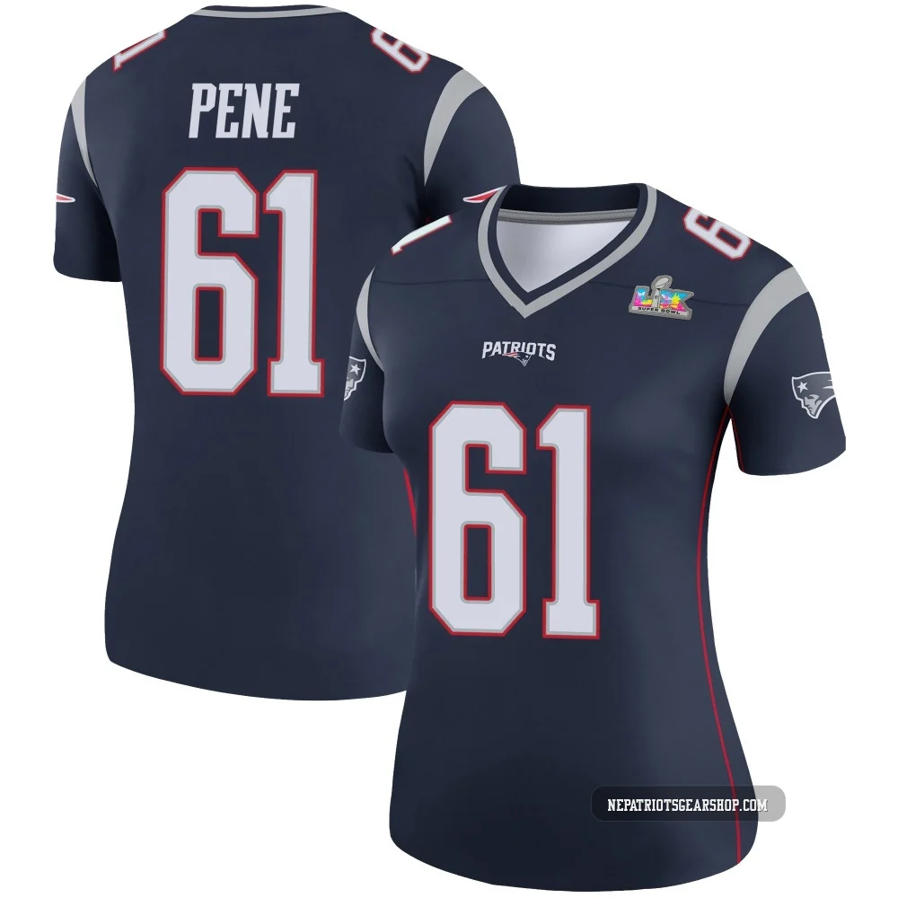 Wilfried Pene ＃61 New England Patriots Legend Super Bowl LX Patch Jersey - Women's Navy