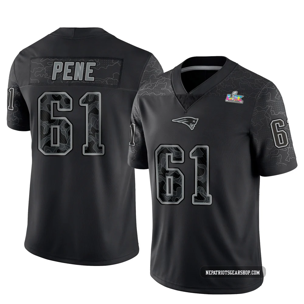 Wilfried Pene ＃61 New England Patriots Limited Reflective Super Bowl LX Patch Jersey - Men's Black