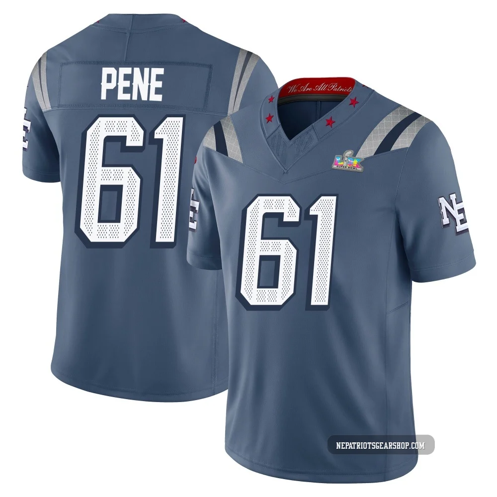 Wilfried Pene ＃61 New England Patriots Limited Storm 2025 Rivalries Collection Super Bowl LX Patch Jersey - Youth Blue