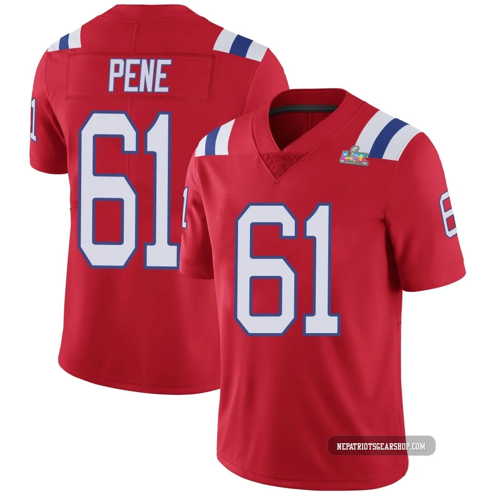 Wilfried Pene ＃61 New England Patriots Limited Vapor Untouchable Alternate Super Bowl LX Patch Jersey - Men's Red