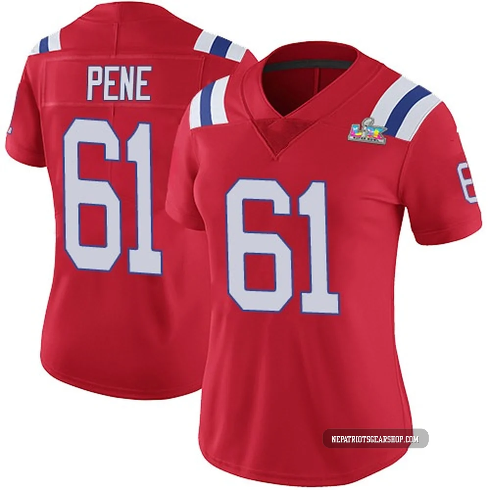 Wilfried Pene ＃61 New England Patriots Limited Vapor Untouchable Alternate Super Bowl LX Patch Jersey - Women's Red