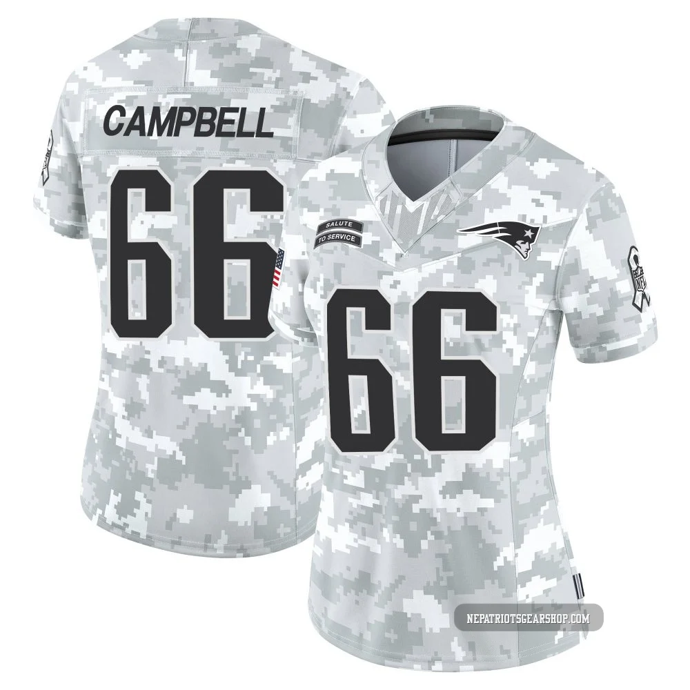 Will Campbell ＃66 New England Patriots Limited 2024 Salute to Service Jersey - Women's Arctic Camo