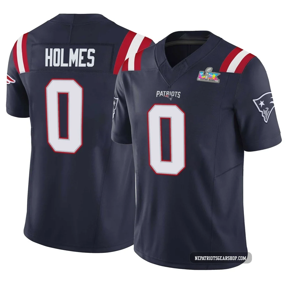 Xavier Holmes ＃0 New England Patriots Limited Vapor F.U.S.E. Super Bowl LX Patch Jersey - Youth Navy