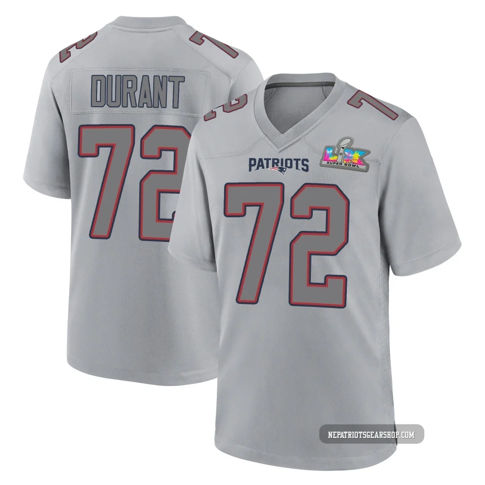 Yasir Durant ＃72 New England Patriots Game Silver Atmosphere Fashion Super Bowl LX Patch Jersey - Men's