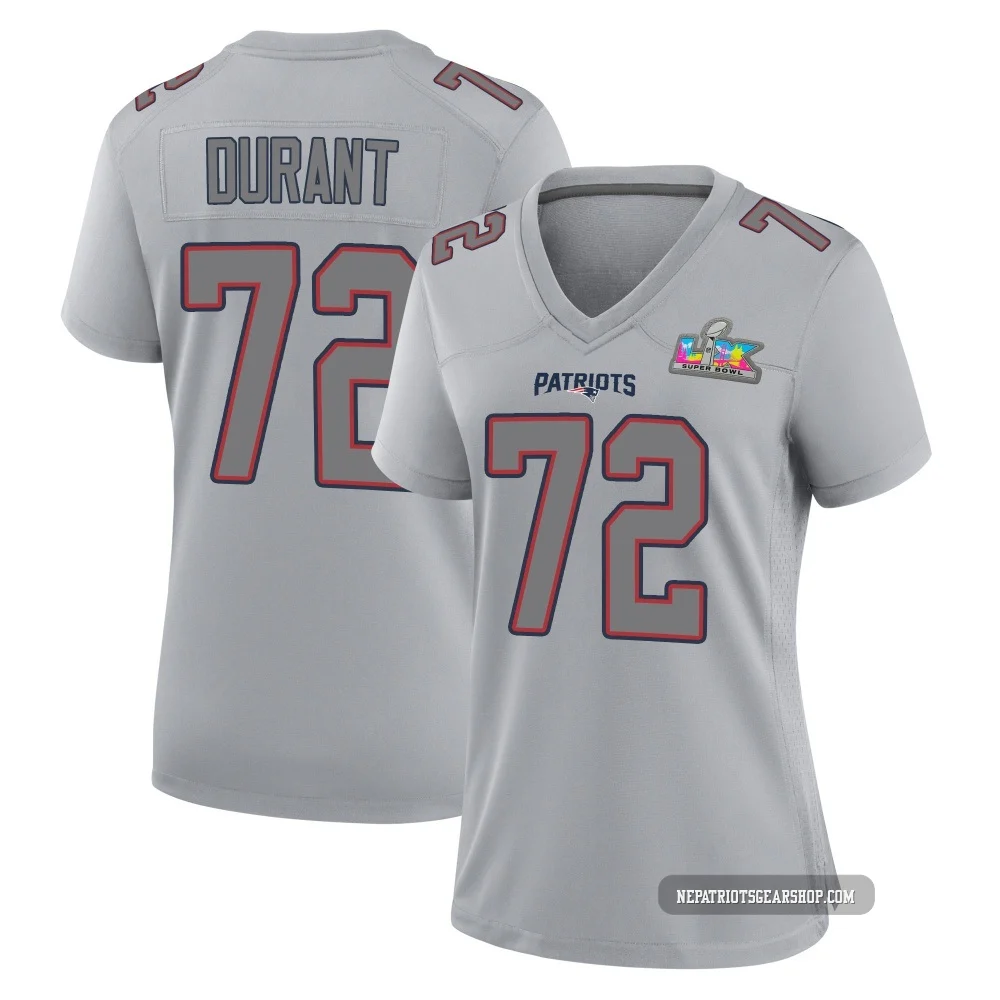 Yasir Durant ＃72 New England Patriots Game Silver Atmosphere Fashion Super Bowl LX Patch Jersey - Women's