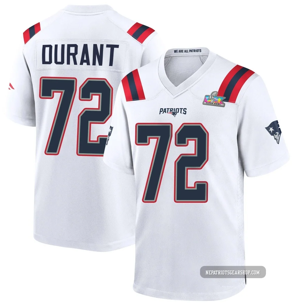 Yasir Durant ＃72 New England Patriots Game Super Bowl LX Patch Jersey - Youth White